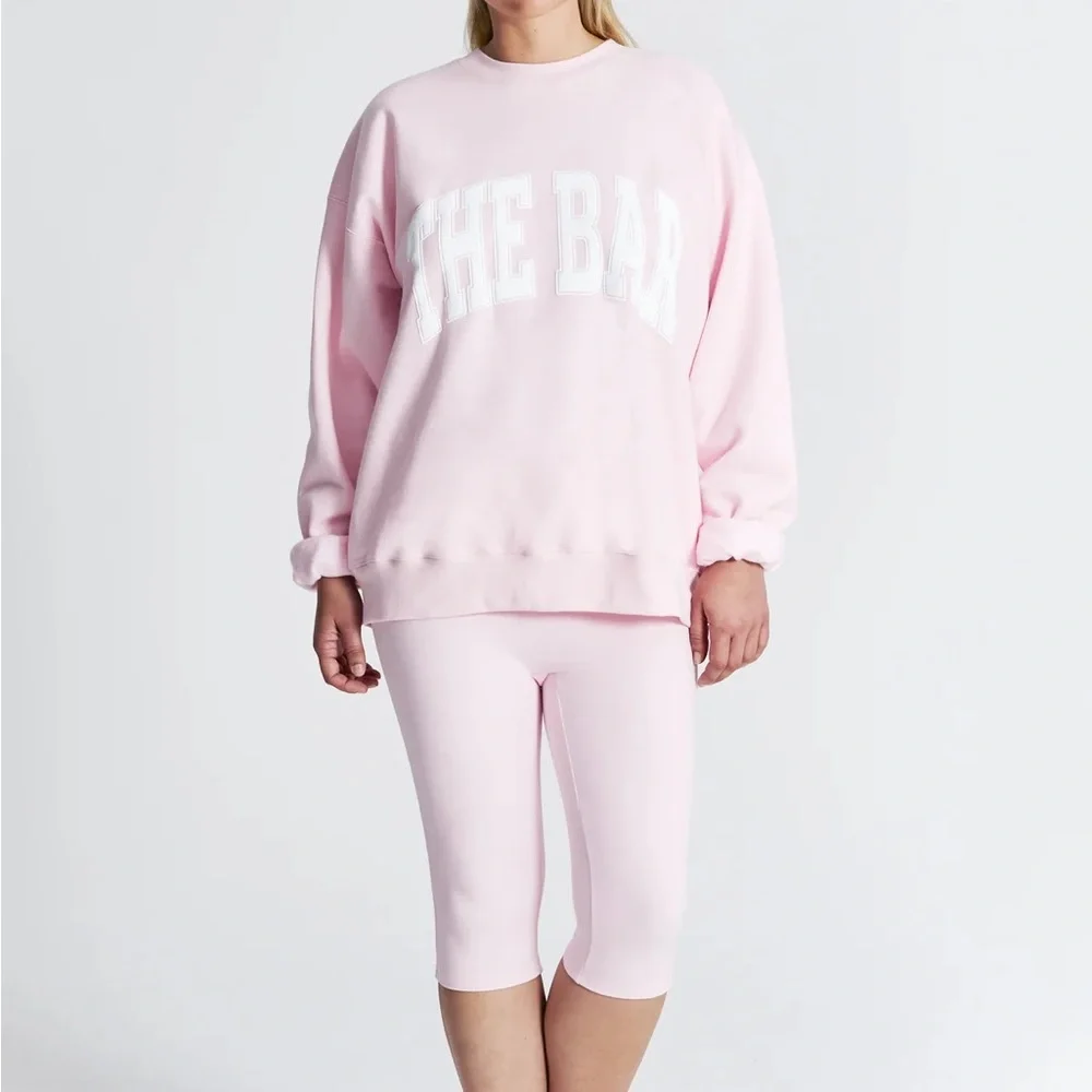 The Bar Blush Pink Varsity Crewneck Sweatshirt - Picture 2 of 9